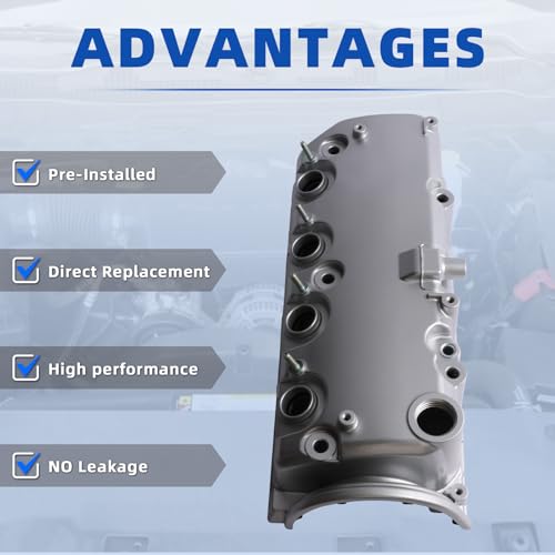 MITZONE Aluminum Valve Cover with Gasket Compatible with Honda Civic 2001 2002 2003 2004 2005 1.7L L4 Replace 12310PLC000 12310PMMA00 - Image 3