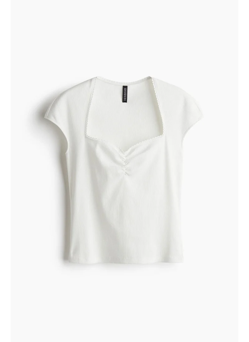 اتش اند ام Ribbed sweetheart-neck top
