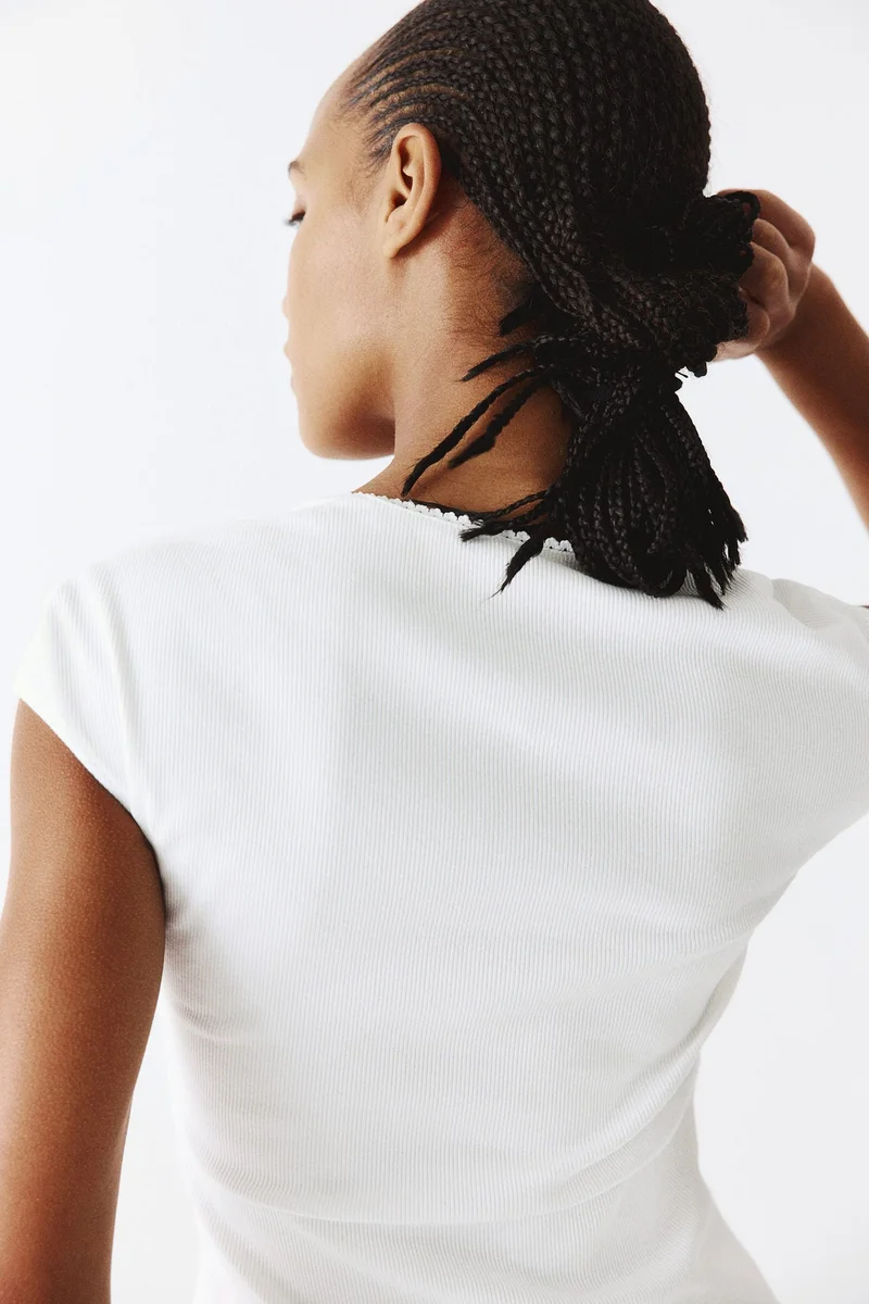 H&M Ribbed sweetheart-neck top