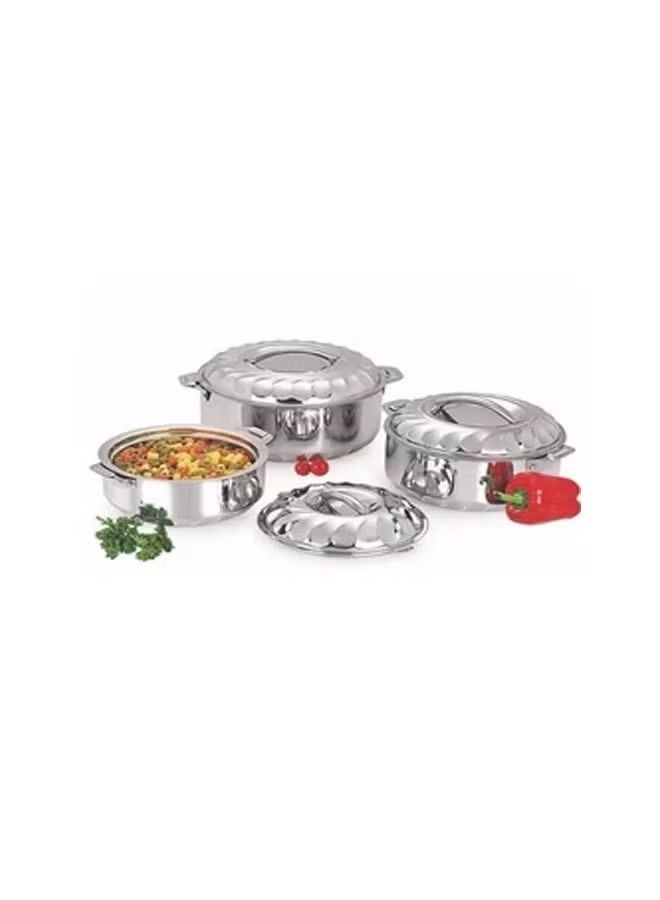 3-Piece Stainless Steel Hot Pot With Lid Set Silver - Image 1
