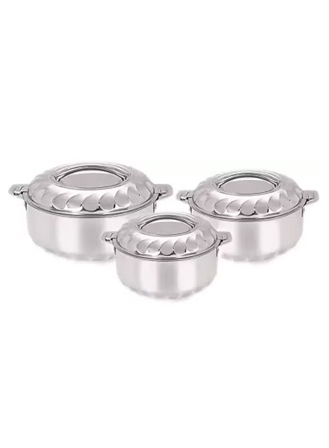 3-Piece Stainless Steel Hot Pot With Lid Set Silver - Image 2