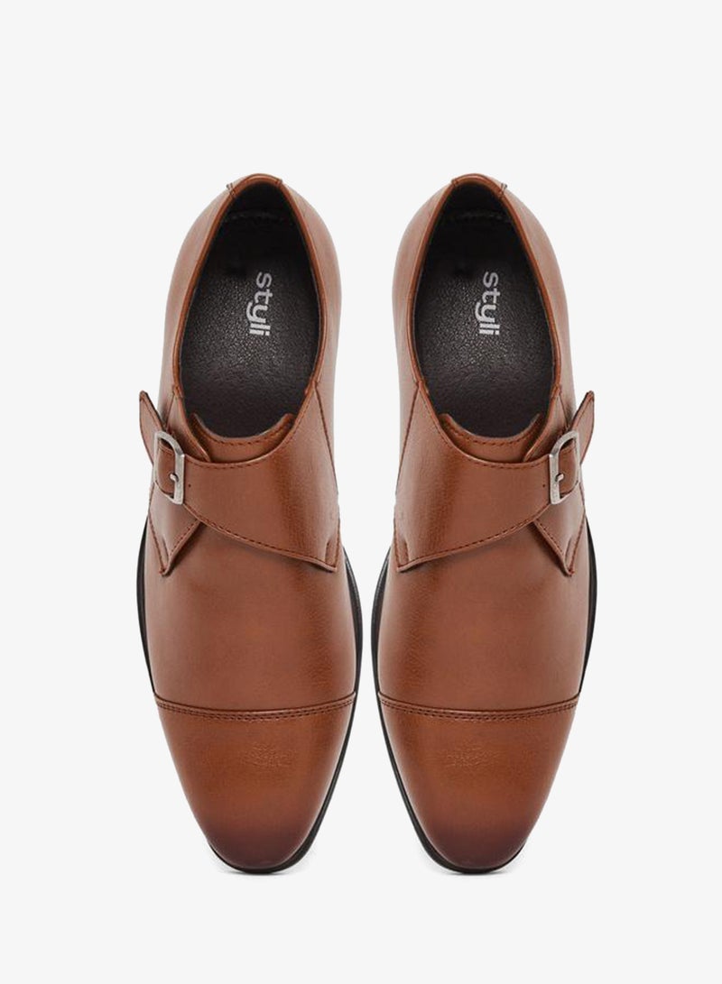 Styli Men Tan Buckle-Detailed Shoes - Image 5