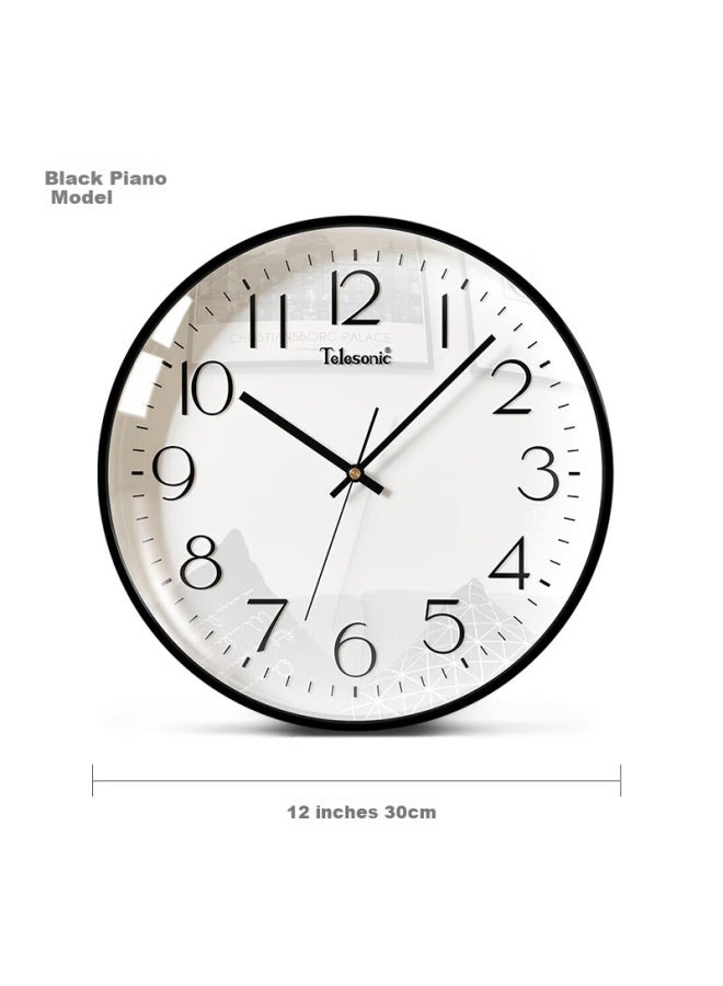 Telesonic Convex Glass Wall Clock, Living Room Bedroom Home Clock, Large Digital No Drilling Required Quartz Wall Clock, 30cm