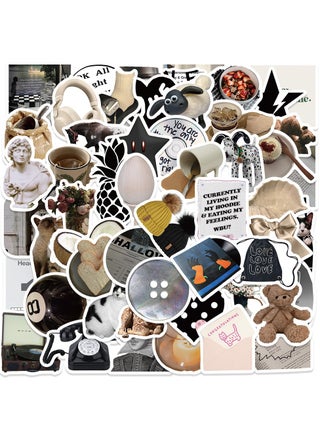 60 Pcs South Korean Ins Style Black and White Simple Coffee Star Bear Sticker Set for Mobile Phone Case, Notebook, and Account Stickers - pzsku/Z746F98C92B7D0EDA66E7Z/45/_/1731726493/55878a97-bcab-4db0-aad9-621c0e859312