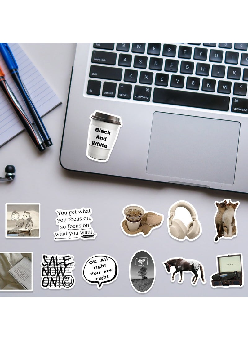 DTBG - 60 Pcs South Korean Ins Style Black and White Simple Coffee Star Bear Sticker Set for Mobile Phone Case, Notebook, and Account Stickers - Image 1