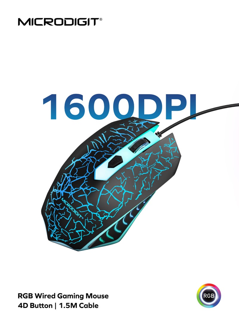 Microdigit Raider Series 4 in 1 Wired Gaming Combo Kit Keyboard, Mouse, Headphone and Mousepad - MRG180CK - Image 4