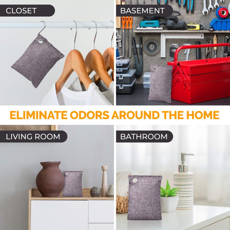 Vergali Activated Charcoal Odor Absorber 10x3.5oz w Hooks. Nature Fresh Bamboo Charcoal Air Purifying Bag Home Closet Air Freshener Deodorizer Odor Eliminator - Image 3