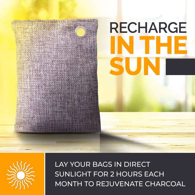 Vergali Activated Charcoal Odor Absorber 10x3.5oz w Hooks. Nature Fresh Bamboo Charcoal Air Purifying Bag Home Closet Air Freshener Deodorizer Odor Eliminator - Image 2