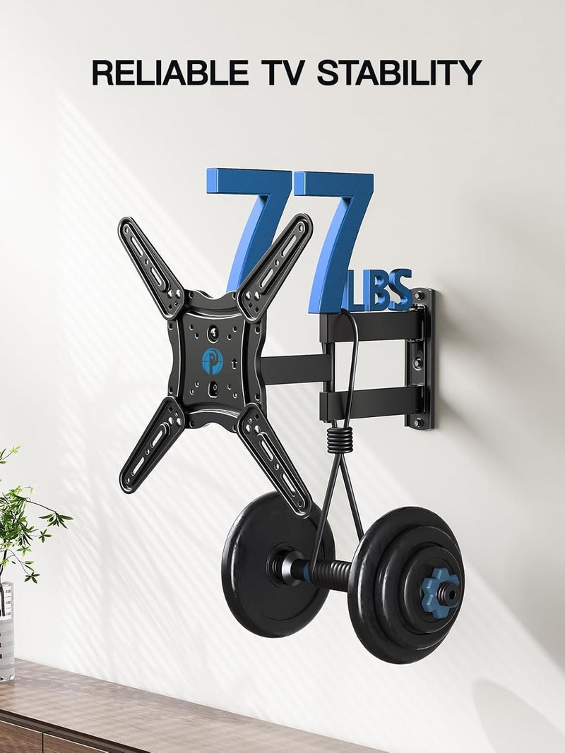 Pipishell Full Motion TV Wall Mount for 26-65 inch Flat or Curved TVs up to 77 lbs, TV Bracket Wall Mount with Articulating Arms, Extension, Tilt, Swivel, Leveling, Max VESA 400x400mm, PIMF7 - Image 4
