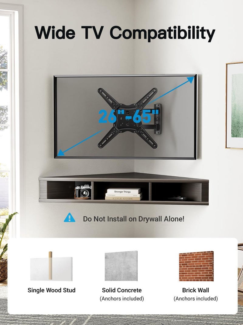 Pipishell Full Motion TV Wall Mount for 26-65 inch Flat or Curved TVs up to 77 lbs, TV Bracket Wall Mount with Articulating Arms, Extension, Tilt, Swivel, Leveling, Max VESA 400x400mm, PIMF7 - Image 2