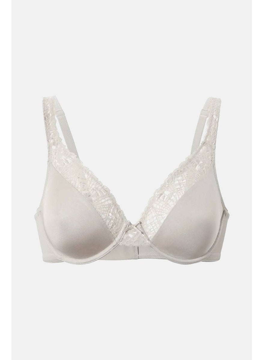 Tchibo Women Non Padded Underwired Lace Bra, Oatmeal  - Image 3