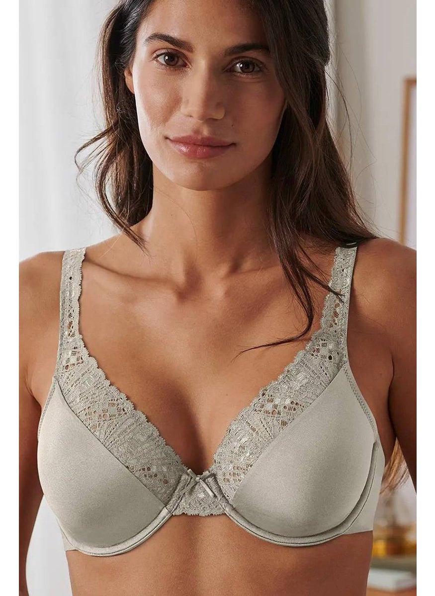 Tchibo Women Non Padded Underwired Lace Bra, Oatmeal  - Image 1