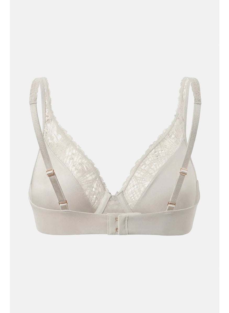 Tchibo Women Non Padded Underwired Lace Bra, Oatmeal  - Image 2