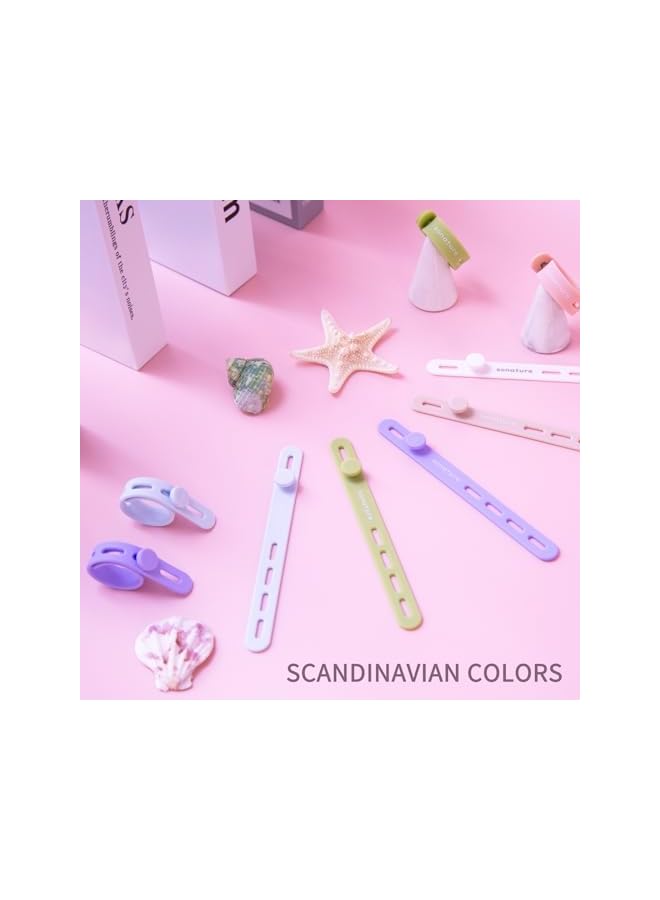 promass 10Pack Silicone Cable Ties, Cord Organizer - , Reusable Washable Elastic Cable Straps with Locking Buckle, Cable Management, Wire Organizer for Home, Office, Car, Travel etc. (Pastel Color) - Image 4