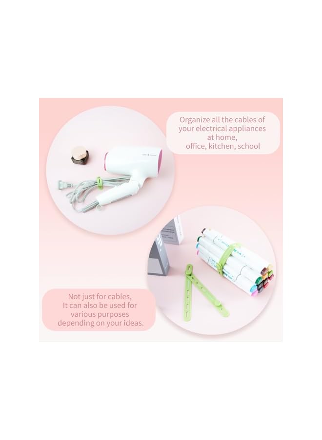 promass 10Pack Silicone Cable Ties, Cord Organizer - , Reusable Washable Elastic Cable Straps with Locking Buckle, Cable Management, Wire Organizer for Home, Office, Car, Travel etc. (Pastel Color) - Image 5