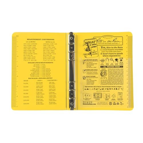 Rite in the Rain Field Ring Binder, 1/2" Capacity, 7.875 x 5.625 x 0.75, Yellow - Image 3