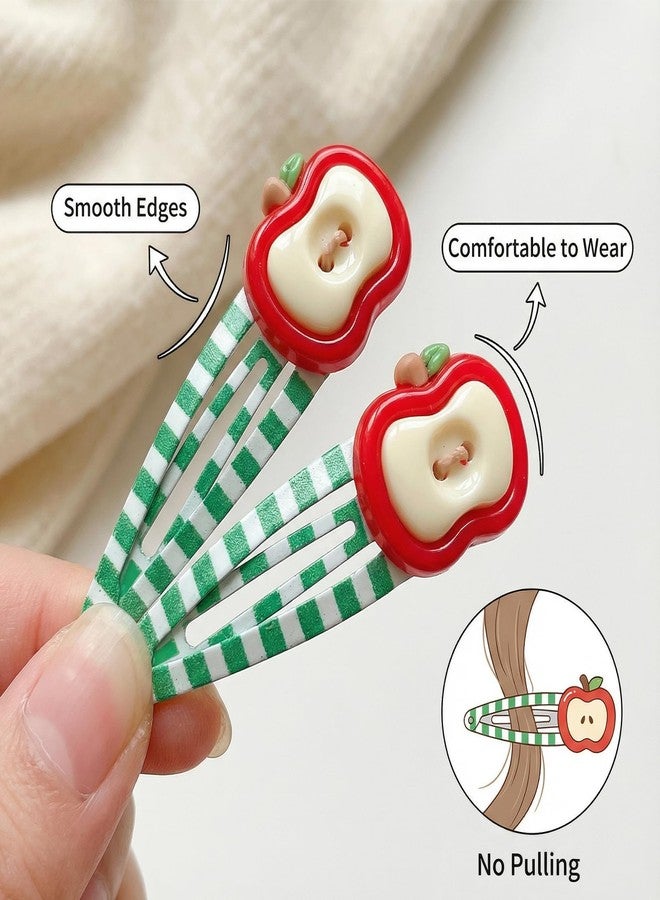 Bmpzery 10Pcs Apple Hair Clips Set for Girls Women, Cute Fruit Hair Clips Bulk, Kawaii Red Teacher Hair Clip Accessories, Resin Back to School Hair Accessories Barrettes Gift (5 Pairs) - Image 2