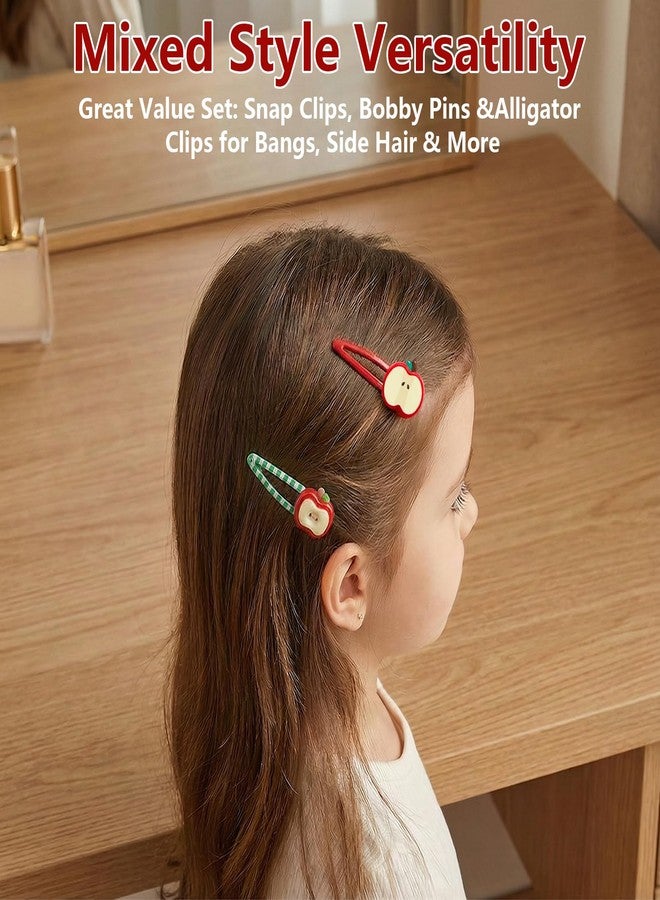 Bmpzery 10Pcs Apple Hair Clips Set for Girls Women, Cute Fruit Hair Clips Bulk, Kawaii Red Teacher Hair Clip Accessories, Resin Back to School Hair Accessories Barrettes Gift (5 Pairs) - Image 4