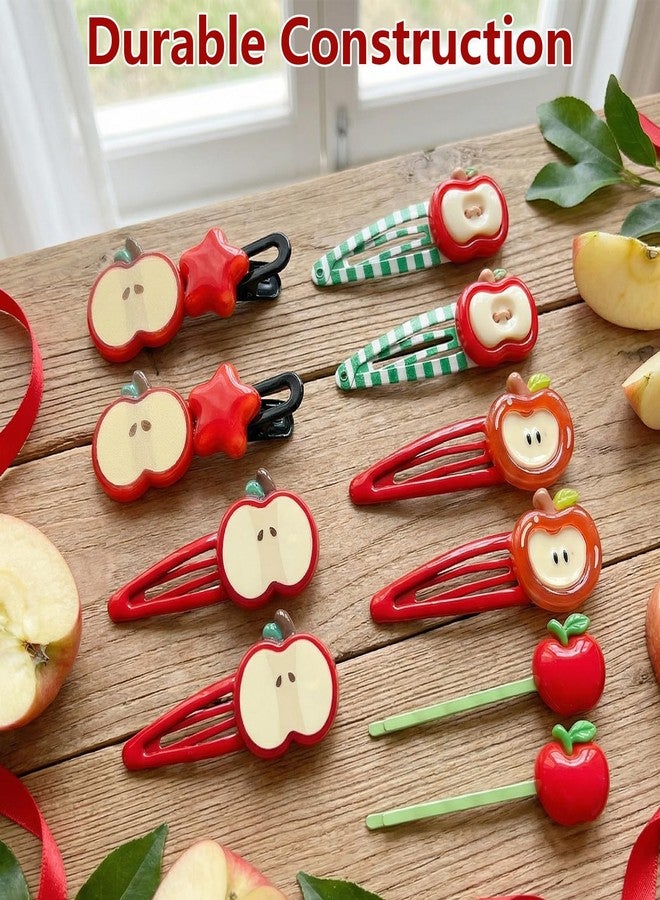 Bmpzery 10Pcs Apple Hair Clips Set for Girls Women, Cute Fruit Hair Clips Bulk, Kawaii Red Teacher Hair Clip Accessories, Resin Back to School Hair Accessories Barrettes Gift (5 Pairs) - Image 3