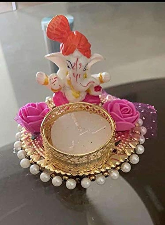 Elegance Assorted Ganpati Design Metallic Diya T Lights/Tea Light Candle Holder for Home Office Decoration Puja Articles Decor Gifts TeaLight (Pack of 1 Pcs)