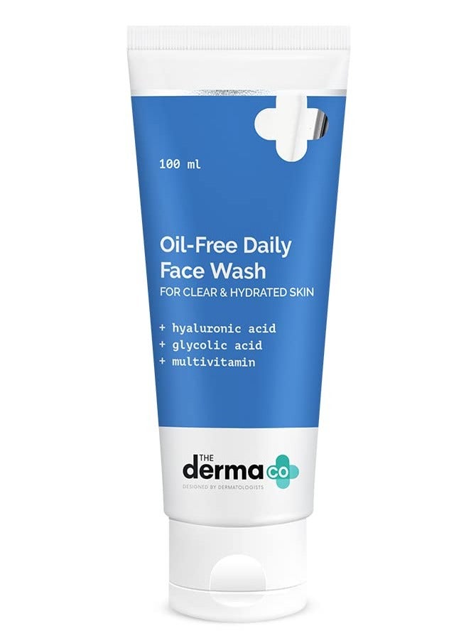 THE derma Co Oil-Free Daily Face Wash With Hyaluronic Acid, Glycolic Acid & Multivitamins for Clear & Hydrated Skin - 100ml - Image 1