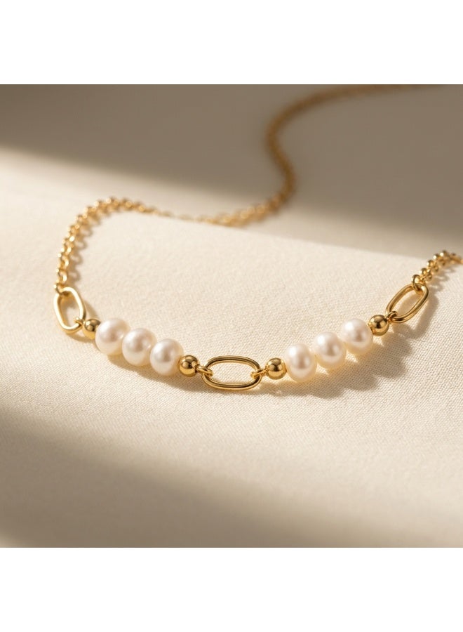Minorisa Pearl Arc 22K Gold Plated Necklace - Image 2
