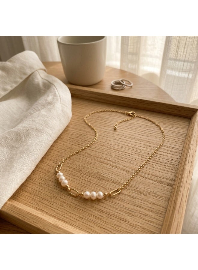 Minorisa Pearl Arc 22K Gold Plated Necklace - Image 3