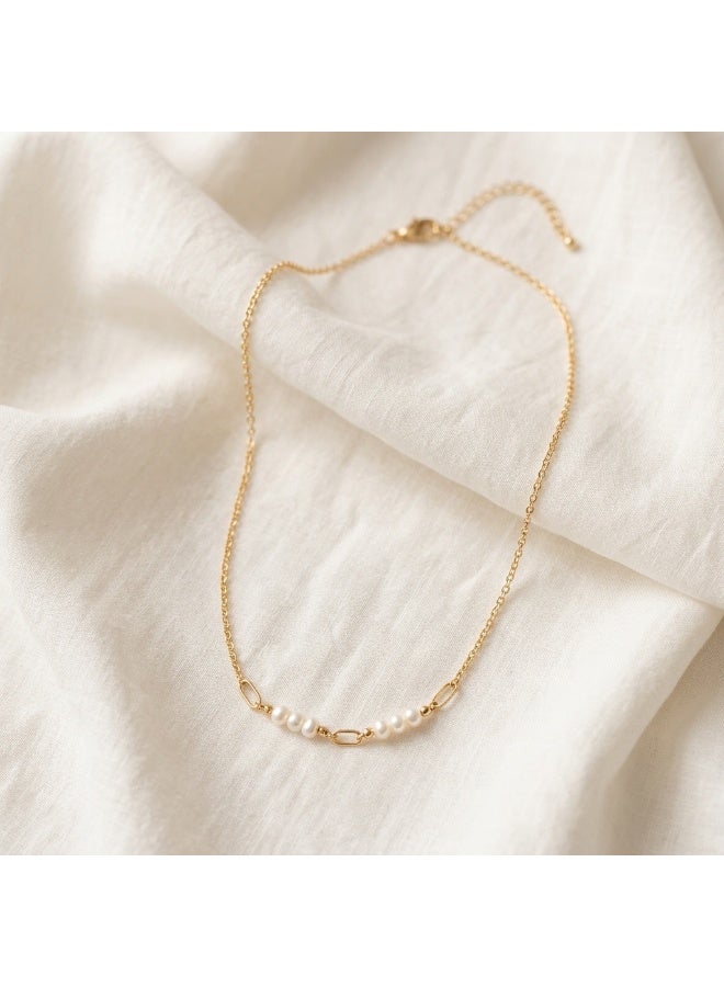 Minorisa Pearl Arc 22K Gold Plated Necklace - Image 1
