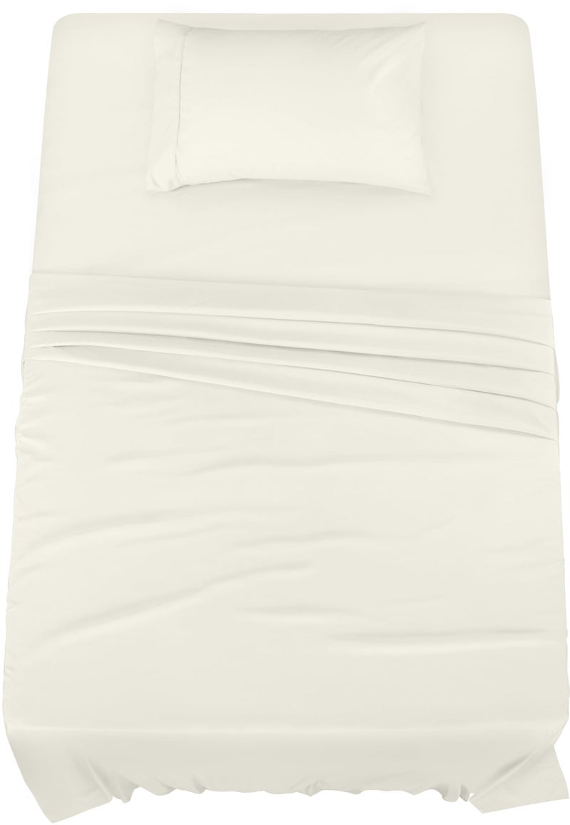 Utopia Bedding Twin Sheet Set 3 Piece Bed Sheets for Twin Size Bed Soft and Breathable Microfiber Includes 1 Fitted Sheet 1 Flat Sheet and 1 Pillowcase Ivory