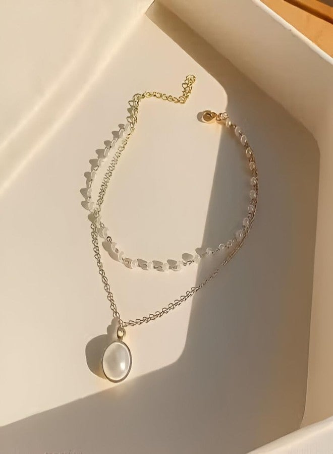 Inites Elegant Moti Pearl Beaded Bracelet For Girls & Women - Adjustable Golden Chain With Pearl Charm Fashion Jewelry | Minimalist Dual Layered Bracelet For Parties & Gifts - Image 2