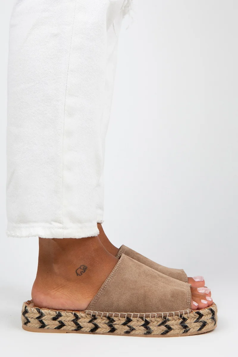 Manijero Manijero Galena Women's Genuine Leather Single Strap Mink Slippers