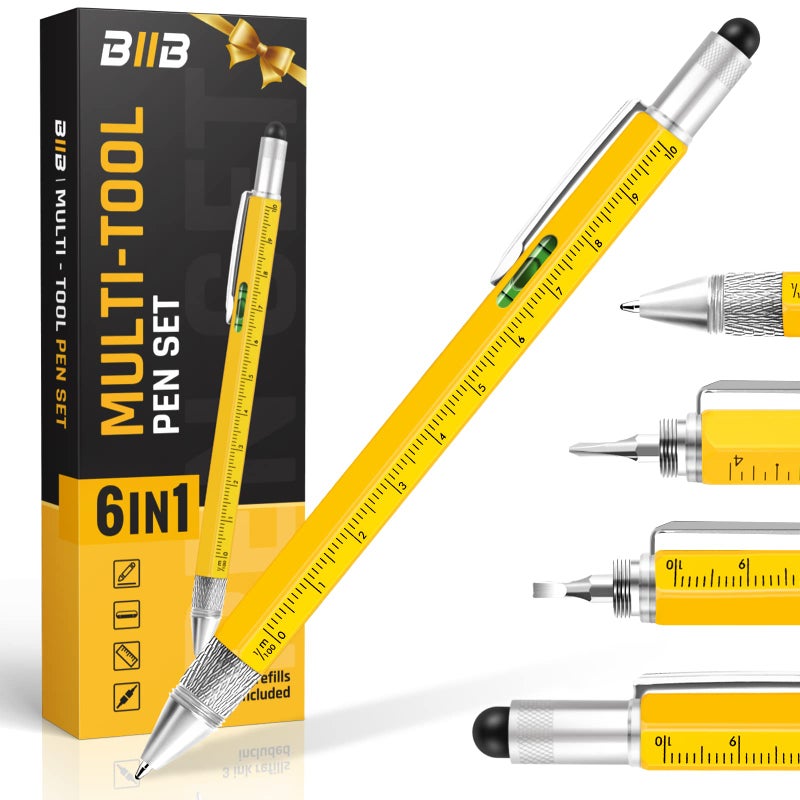 BIIB 6 in 1 Multitool Pen Valentines Day Gifts for Him Mens Valentines Day Gifts Mens Gifts for Dad Boyfriend Husband Birthday Gifts for Men Gifts for Men Who Have Everything Cool Tools Gadgets