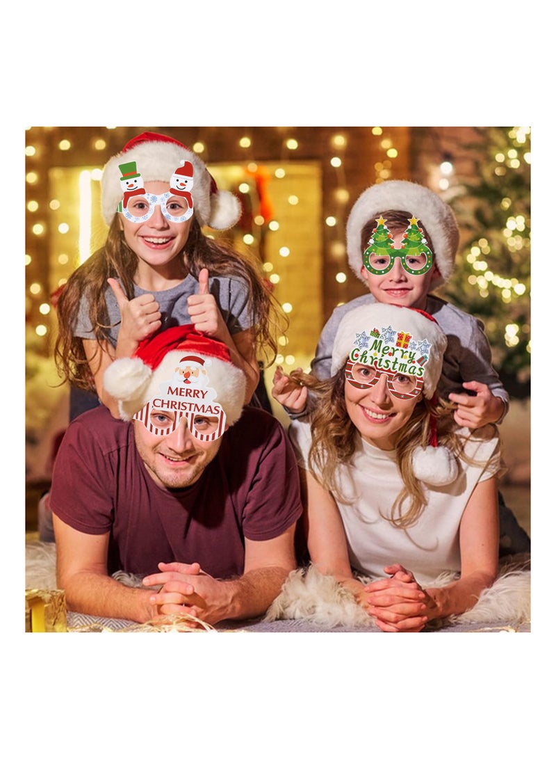 KASTWAVE نظارات ورقية عيد الميلاد، 16 قطعة هدايا حفلة عيد الميلاد نظارات للأطفال، ملحقات تزيين أزياء عيد الميلاد نظارات رأس الغزال سانتا ورجل الثلج - Image 2