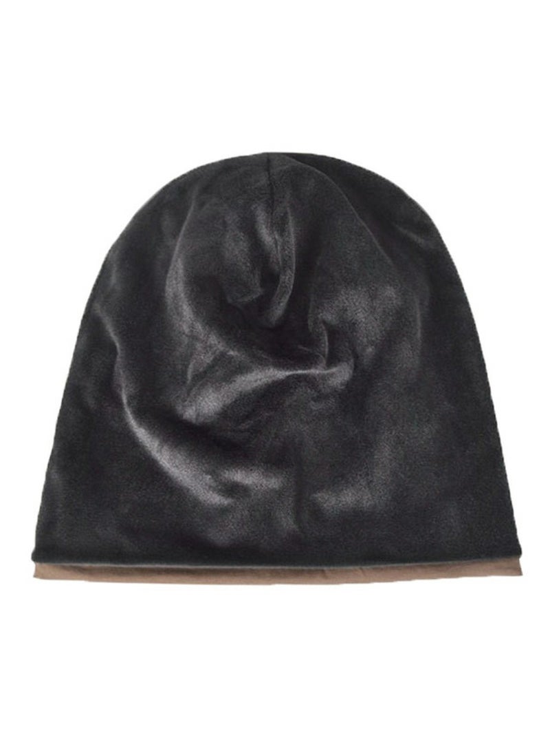 Infinity Scarf Headwear Cap Solid Color Thickened Plush Beanie Hat Brown  - Image 2