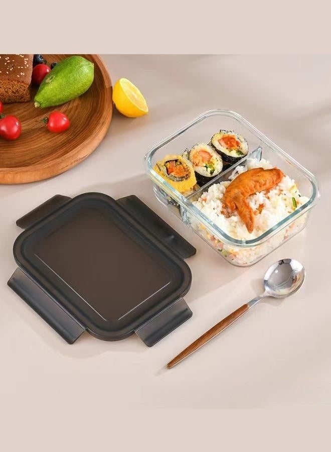 XiuWoo 2 Piece High Borosilicate Glass Microwaveable Large Lunch Boxes Divider Fruit Lunch Box 1520ml and 1520ml  - Image 5