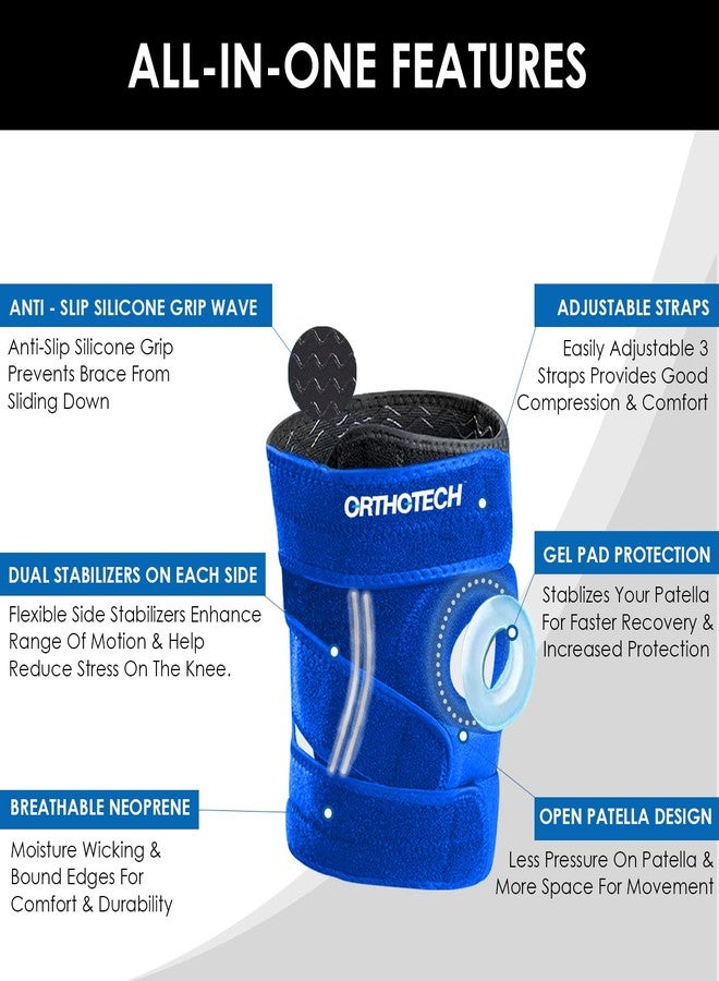 Orthotech OR-2131 Open Patella Knee Support with Stays (Large - X-Large, Blue) - Image 2