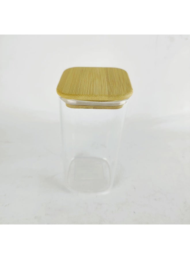 Glass jar with airtight wooden lid - for storing spices and sweets - Image 1