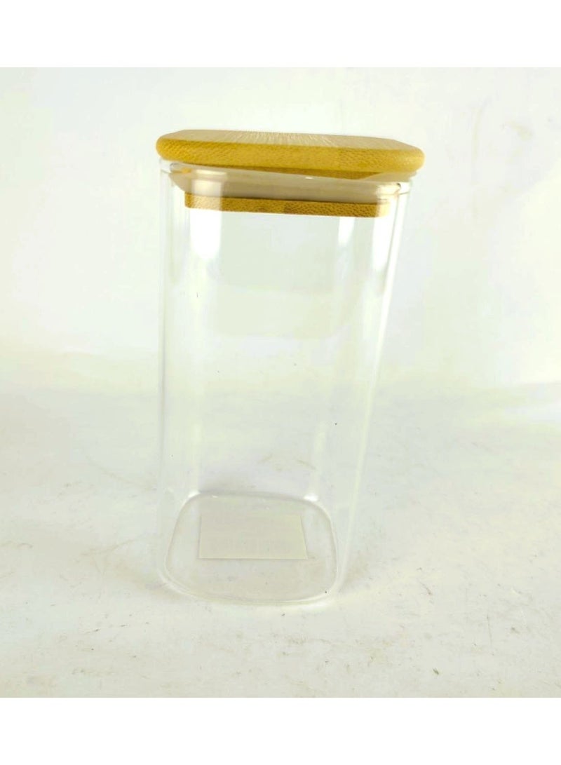 Glass jar with airtight wooden lid - for storing spices and sweets - Image 5