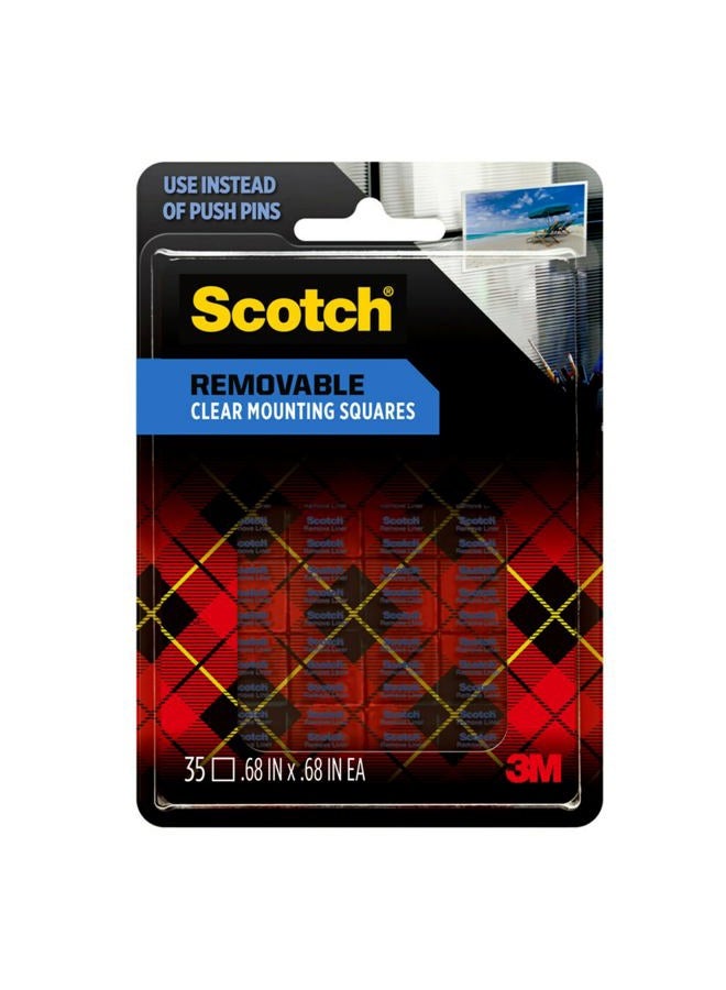 Scotch  Removable Mounting Squares, 0.68 in x 0.68 in, Clear, Ideal for Papers, Folders, Cards, and More (859) - Image 1