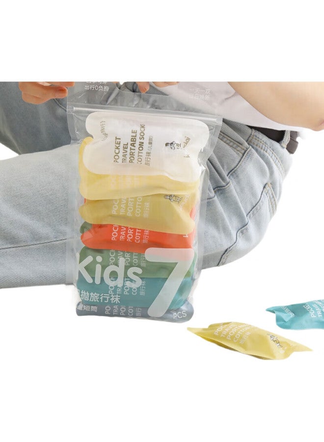 HINCLOUD Disposable Socks For Travel, Sweat-Absorbing, Breathable, Portable, No-Wash, Daily-Use, Children'S Colorful Short Socks, 7 Pairs - Image 2