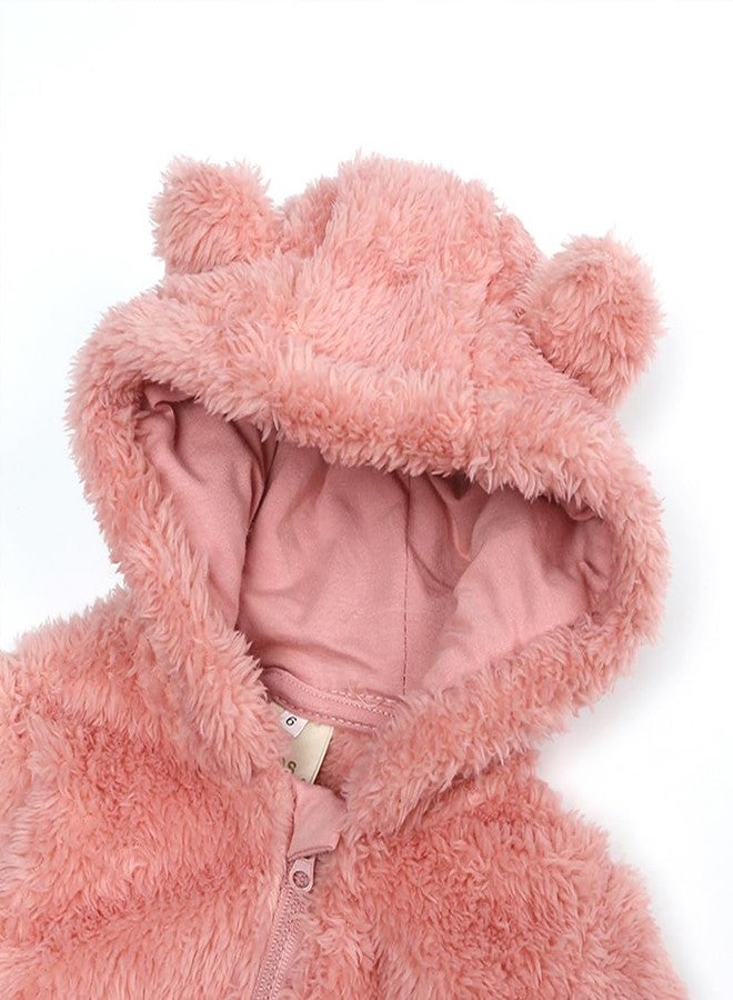 Curipeer Fleece Fall Winter Outfit Bodysuit Bear Fleece Bunting Footed Jumpsuit Rompers - Image 4