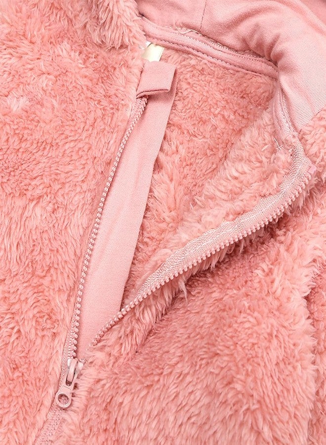 Curipeer Fleece Fall Winter Outfit Bodysuit Bear Fleece Bunting Footed Jumpsuit Rompers - Image 5
