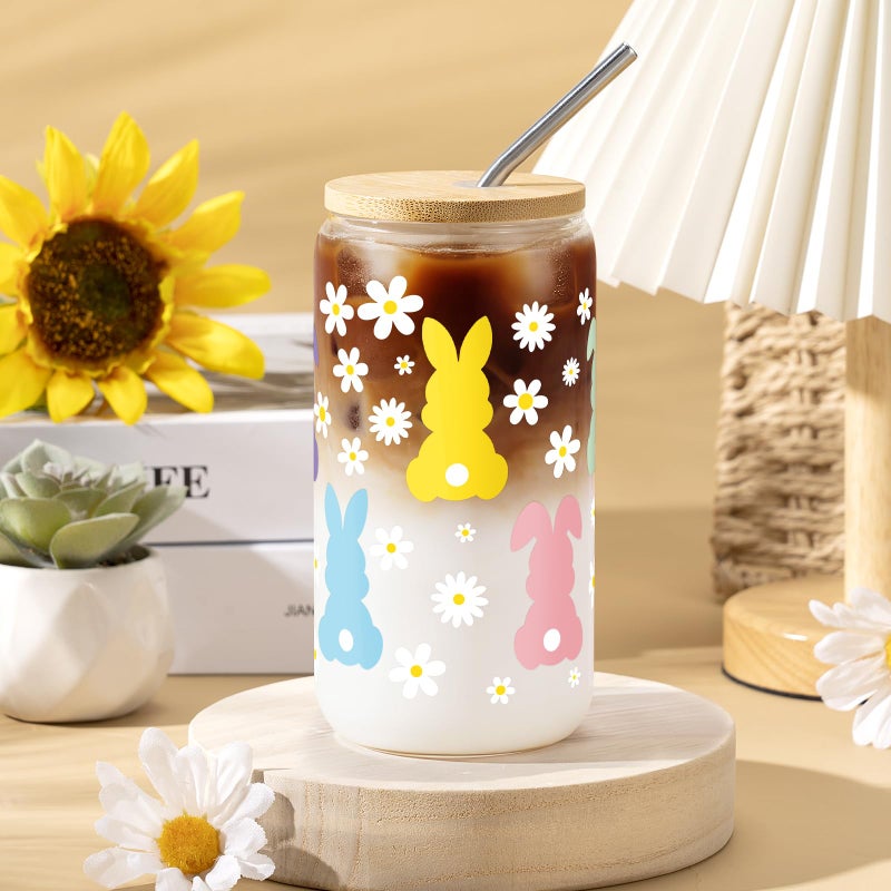 Frerdui Easter Basket Stuffers for Women & Teen Girls, Prefilled Easter Gifts Basket for Women & Teen Girls with Bunny Glass Cup, Scented Candle, Bunny Gift Set for Mom, Wife, Sister, Friends, Yellow - Image 2