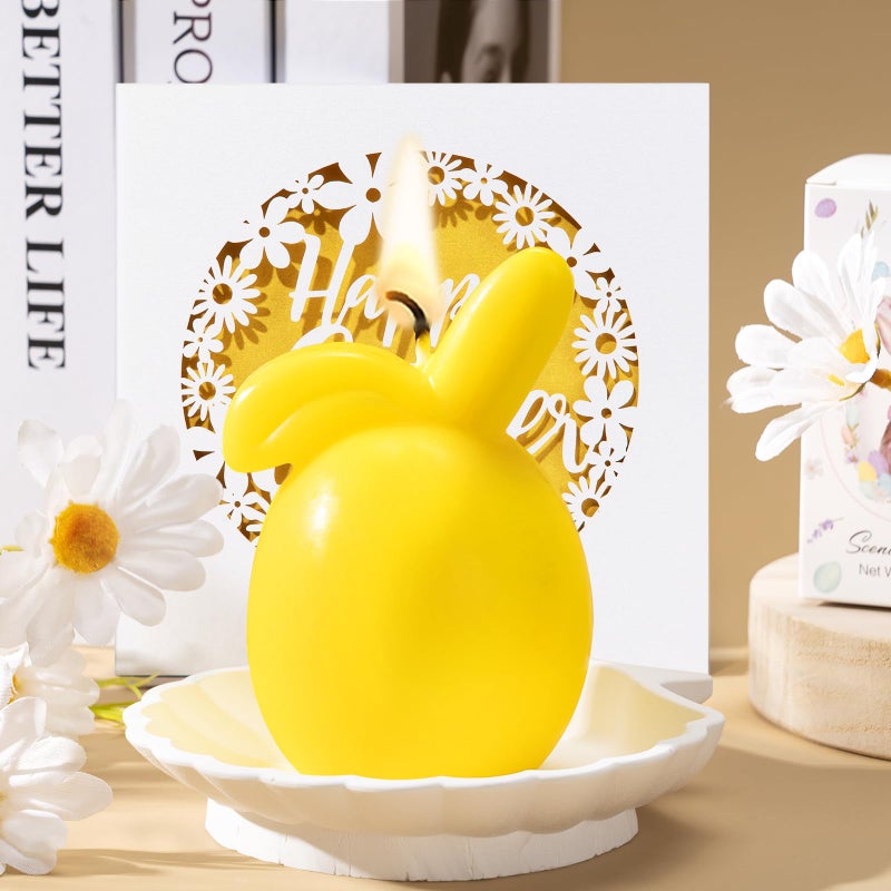 Frerdui Easter Basket Stuffers for Women & Teen Girls, Prefilled Easter Gifts Basket for Women & Teen Girls with Bunny Glass Cup, Scented Candle, Bunny Gift Set for Mom, Wife, Sister, Friends, Yellow - Image 4