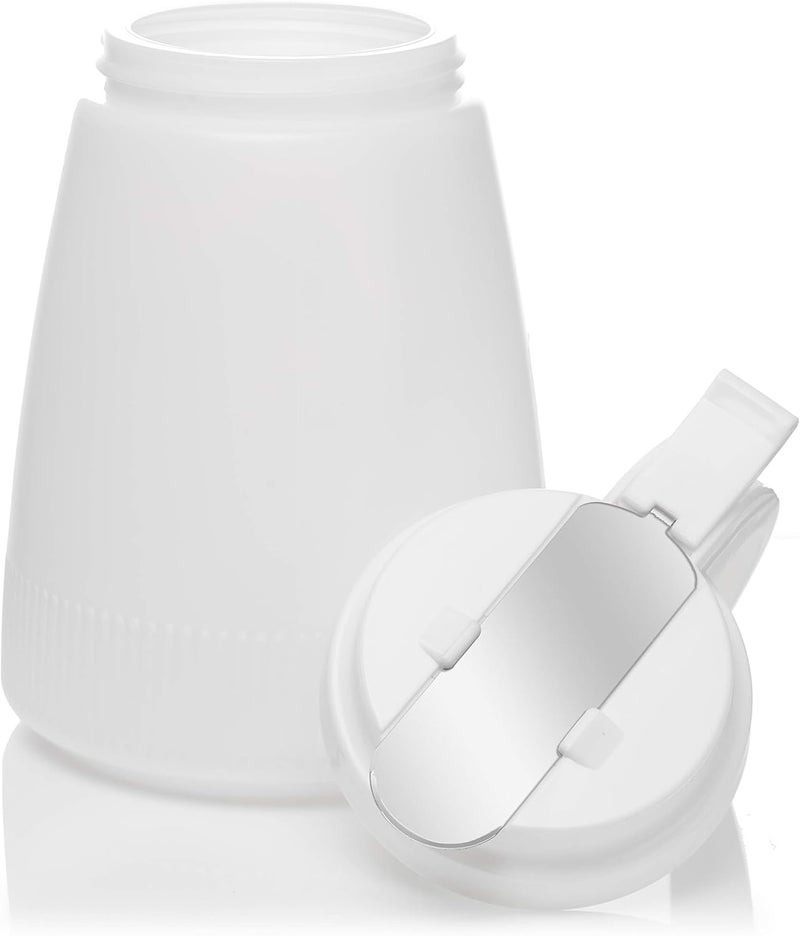 EcoQuality [5 PACK] 48oz Plastic Syrup Dispenser with Plastic Lid and Stainless Steel Slide Cover - Syrup, Sugar, Honey Dispenser - Perfect for Diners, Restaurants, Home, Office, Disposable (48 Ounce) - Image 2