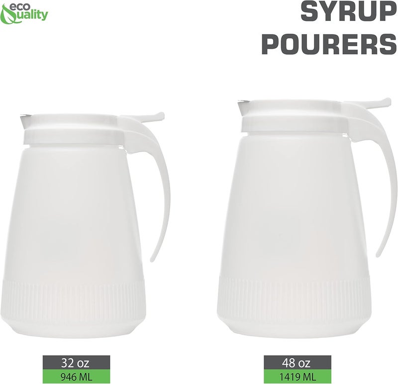 EcoQuality [5 PACK] 48oz Plastic Syrup Dispenser with Plastic Lid and Stainless Steel Slide Cover - Syrup, Sugar, Honey Dispenser - Perfect for Diners, Restaurants, Home, Office, Disposable (48 Ounce) - Image 5