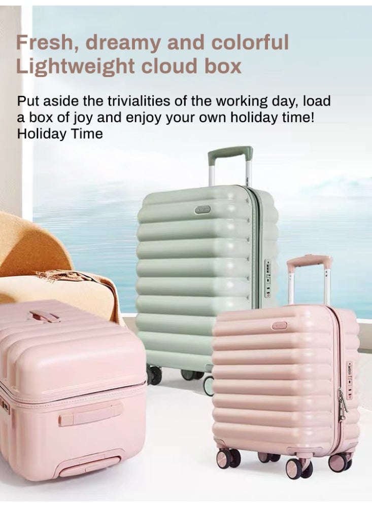 NEWCOM 18/20/24-inch Cloud-Tech Luggage - Features nano-silver coated aluminum telescopic handle, dual-row silent spinner wheels, compact & lightweight for cabin use, available in mint green/rose pink color options - Image 2