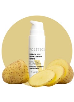 VOLITION Volition Beauty Golden Eye Brightening Serum - Regenerating Eye Wrinkle Serum with Natural Enzymes to Help Lift & Tighten Undereyes - Peptides for Visibly Plump Skin, Vegan (15ml / 0.5 fl oz) 