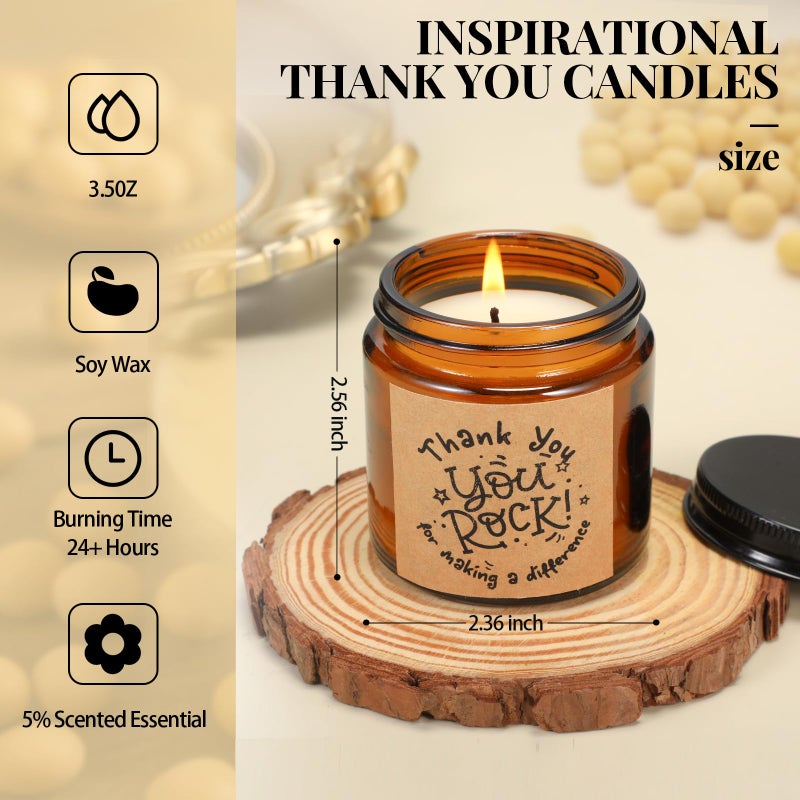 Roowest 10 Jars Candles 3.5 oz Employee Appreciation Gifts Bulk Soy Wax Jar Inspirational Candle Thank You Gift for Coworkers Women Social Worker Volunteer Teacher Nurse(Amber,Pretty,Lovely) - Image 2