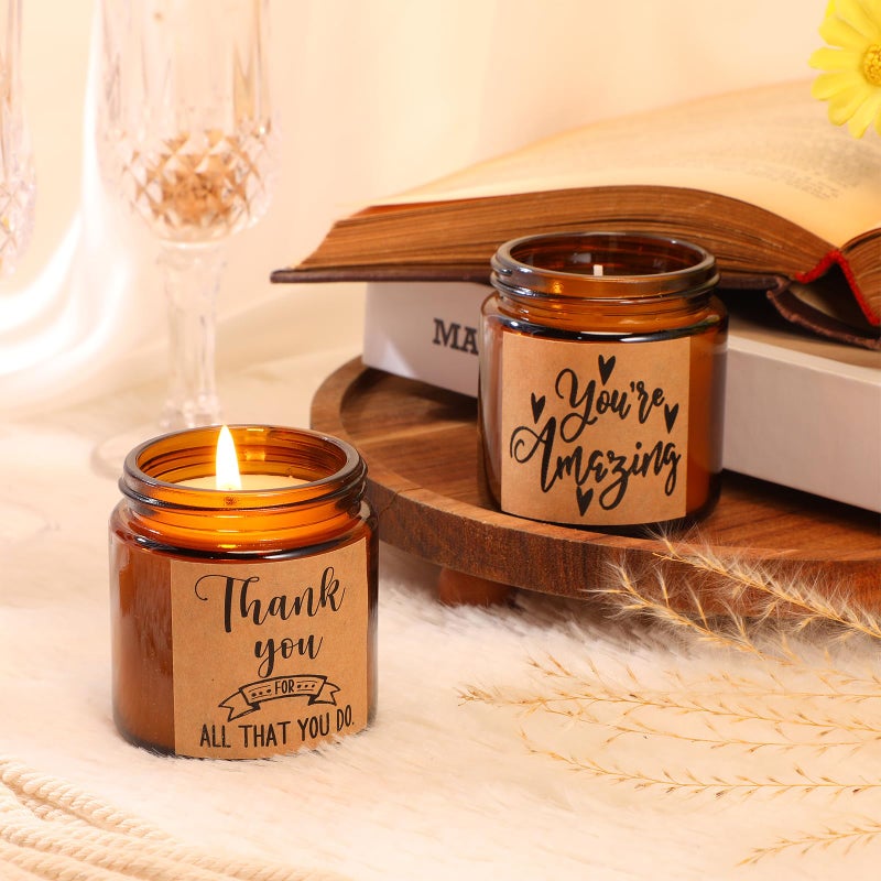 Roowest 10 Jars Candles 3.5 oz Employee Appreciation Gifts Bulk Soy Wax Jar Inspirational Candle Thank You Gift for Coworkers Women Social Worker Volunteer Teacher Nurse(Amber,Pretty,Lovely) - Image 4